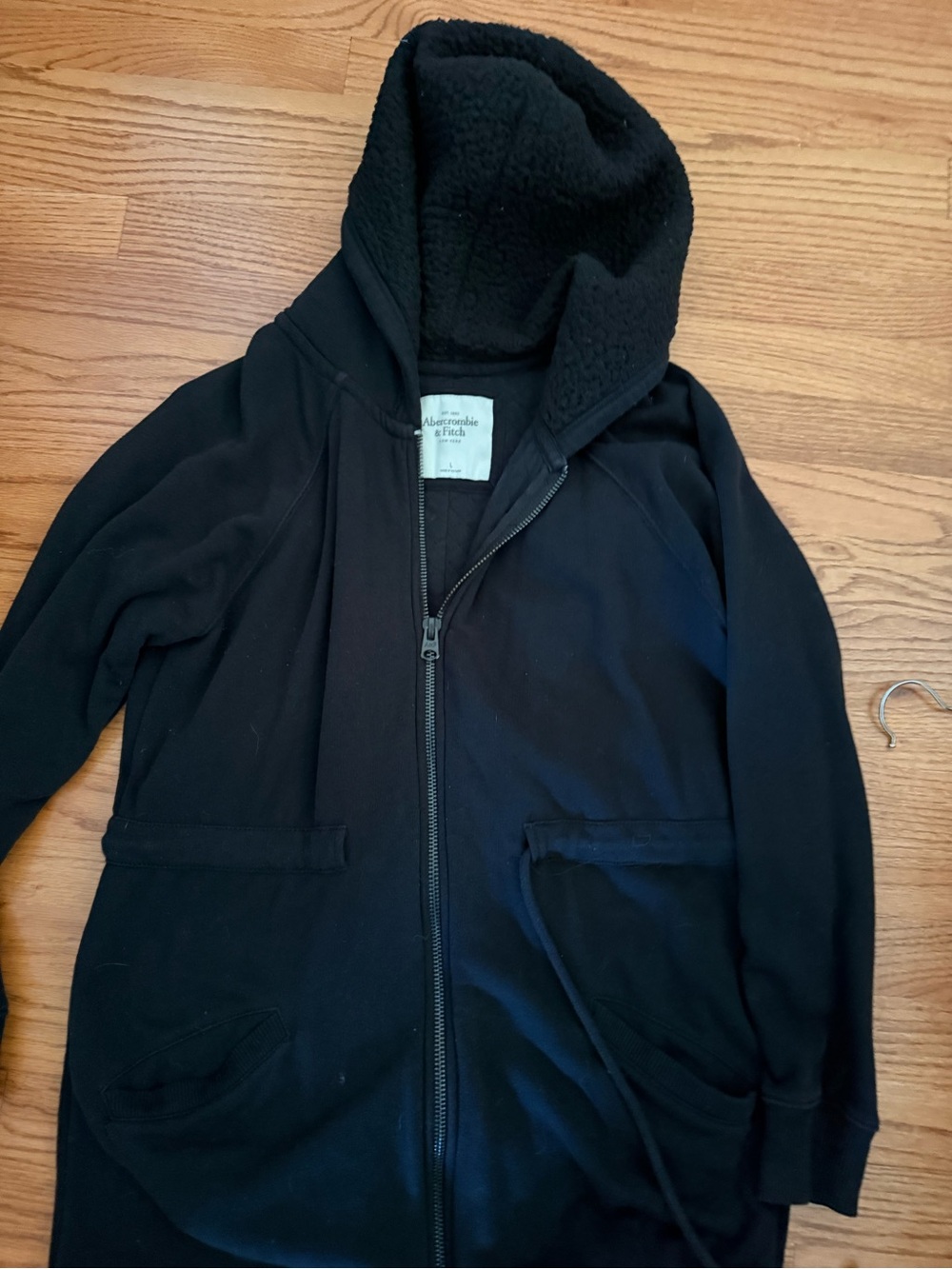 Abercrombie & Fitch women’s Black Sherpa-Lined Zip Hoodie